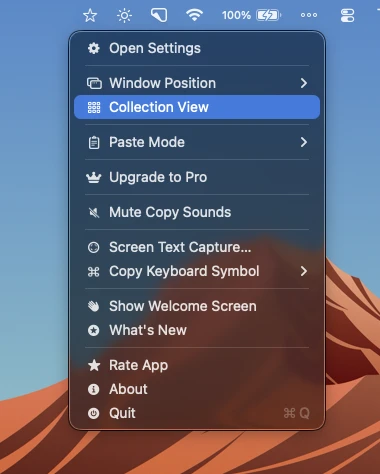 Right-click menu showing Collection View option