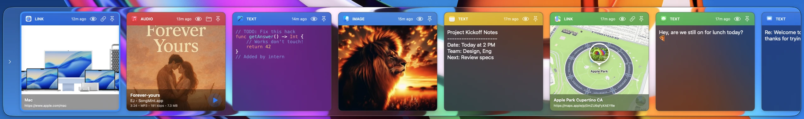 Clipboard history software for Mac with smart categories